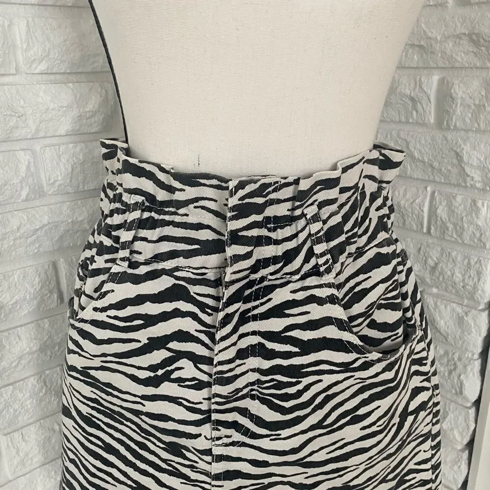 Zebra Animal Print Denim Skirt